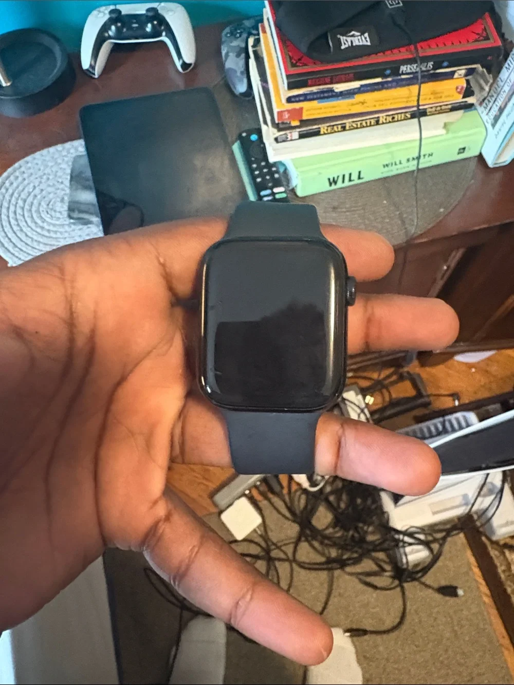 Black Smartwatch with Black Silicone Band
